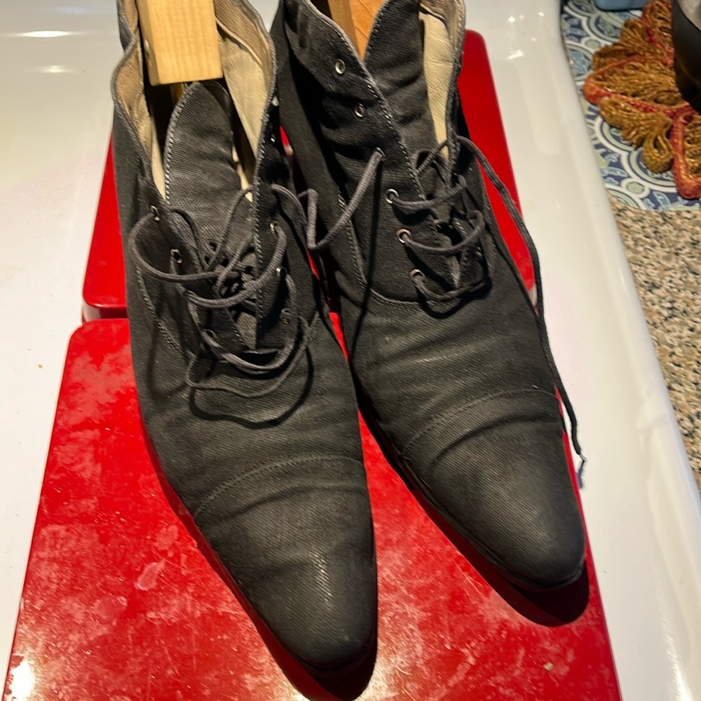 Black hand dyed canvas booties